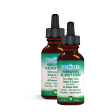 Load image into Gallery viewer, TexaClear Natural Allergy Relief Drops are a safe and effective homeopathic remedy for Texas allergies. This gentle, sublingual formula defends against the allergens that cause allergic reactions such as sneezing, itchy, watery eyes, runny nose and nasal congestion.
