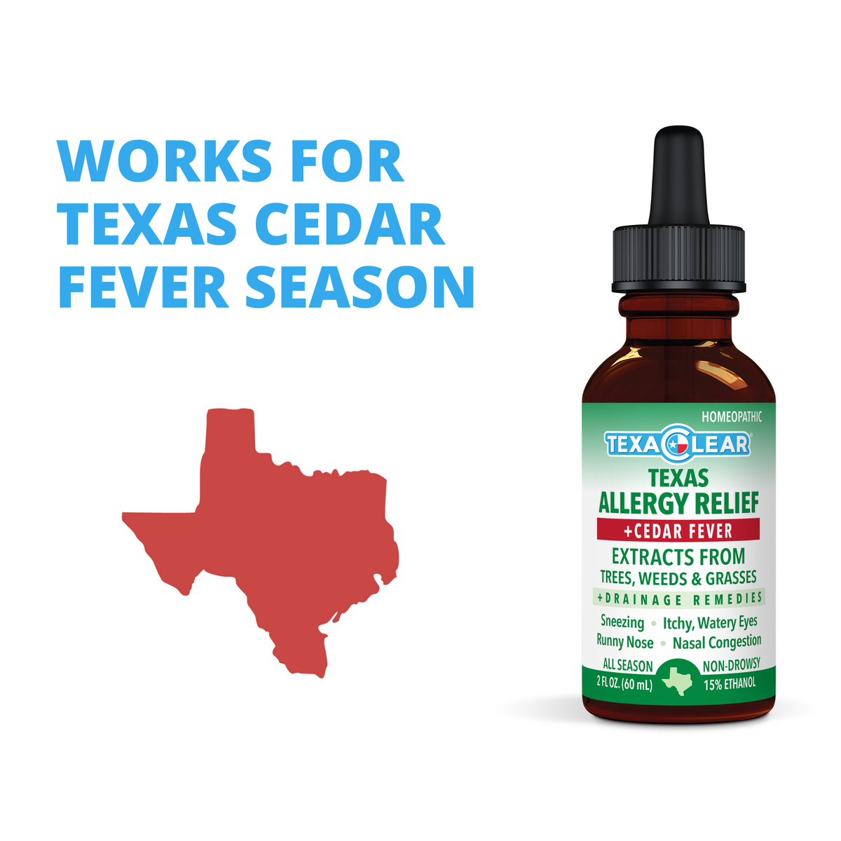 TexaClear® Texas + Cedar Fever Homeopathic Allergy Relief Drops