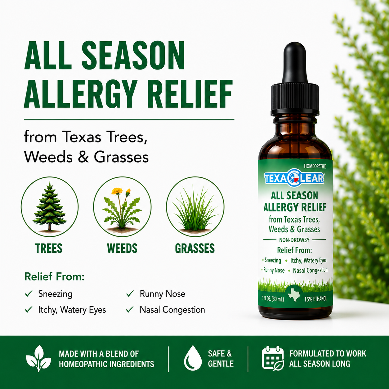 TexaClear® All Season Homeopathic Allergy Drops 1oz