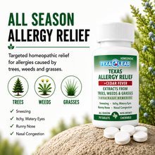Load image into Gallery viewer, TexaClear® Texas Allergy Relief + Cedar Homeopathic Tablets