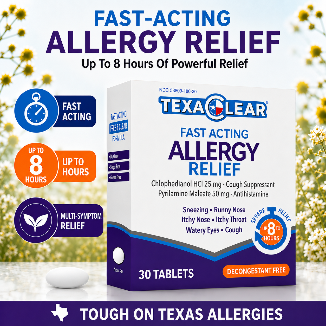 TexaClear Fast-Acting Allergy Relief Tablets 30 count