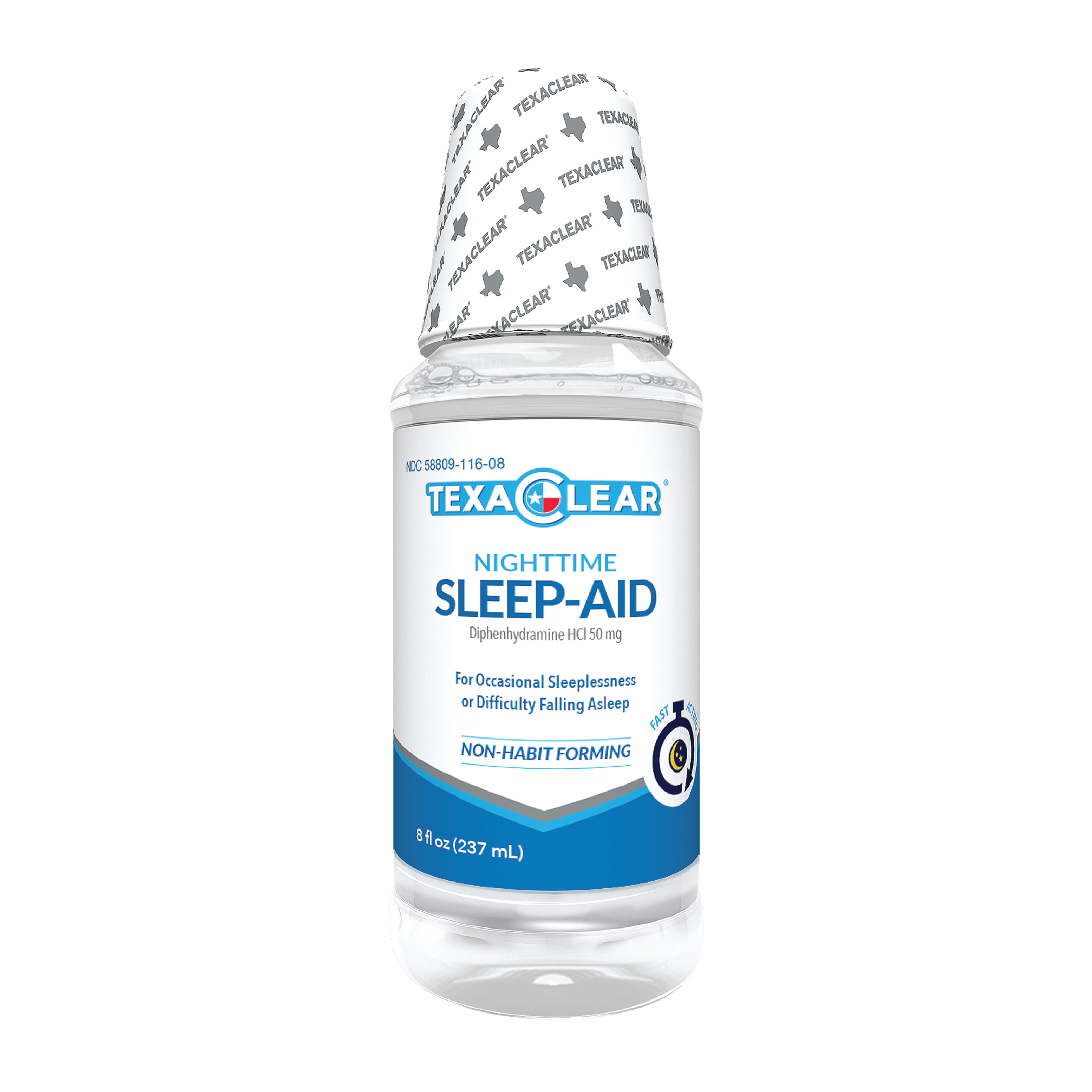 GOODBYE SLEEPLESSNESS: Wherever you are, enjoy a good night’s sleep with TexaClear® Nighttime Sleep-Aid. Our non-habit forming, clean and clear formula is your simple solution for a solid night’s sleep.