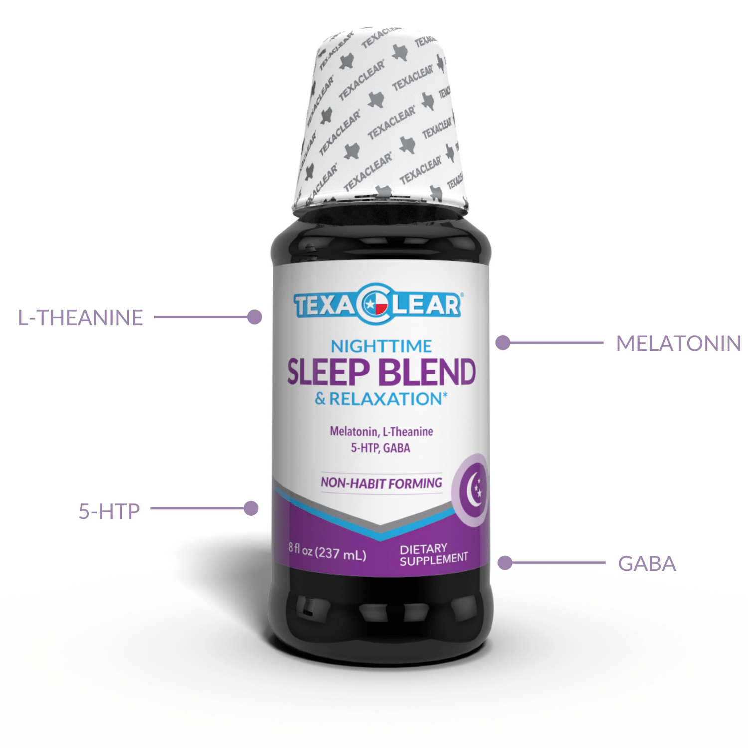 Non-habit forming sleep formula made with Melatonin, 5-HTP, GABA, L-Theanine, and a soothing menthol flavor.